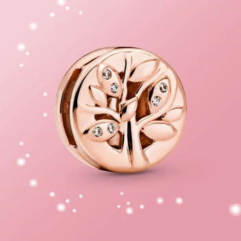 

life Tree Charms 925 Sterling Silver Sparkling CZ Rose gold Fit Original Bracelet Original Reflection Bracelet Jewelry 2020 NEW