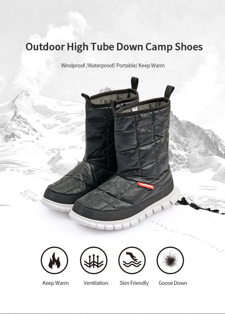 Naturehike зимние сапоги Зимняя обувь Для мужчин и Для женщин гусиный пух 5~-5 ℃; Теплая обувь с высоким-tpos 350g обувь для походов высокой эластичностью и устойчивой нескользящей подошвой