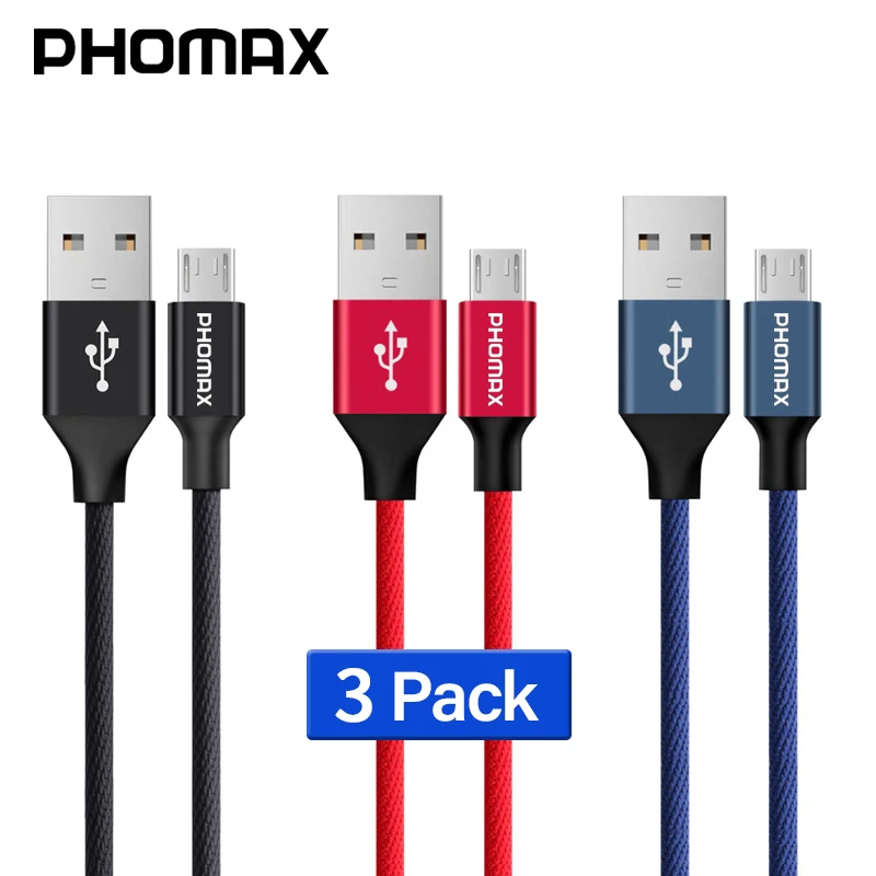 PHOMAX 3 шт. кабель Micro USB нейлоновый кабель для быстрой зарядки мобильного телефона для samsung s9 s8 huawei Xiaomi USB кабель для синхронизации данных