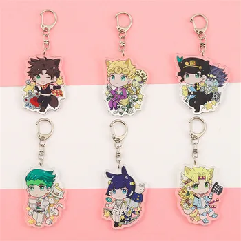 

Anime JOJO Bizarre Adventure Keychain Acrylic keyring Cartoon Figure Kujo Jotaro Kira Yoshikage Caesar Pendent Key chain