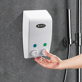 

2*400ml Wall-mounted Manual Hand Soap Dispenser Double Liquid Shampoo Shower Gel Dispenser for Bathroom Restroom Hotel