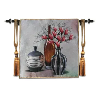 

Gobelin Cotton Painting Art Study Wall Tapestry Flower Vase Colour Decoration Theme Nordic Style Wall Hanging Blanket