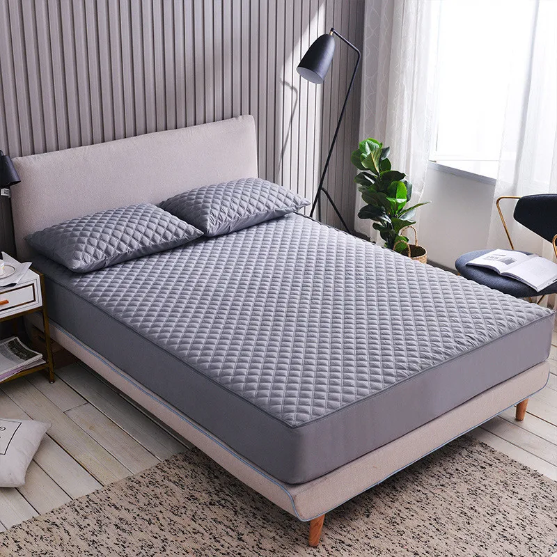 Adorehouse Breathable Gray Embossed Mattress Covers Protector Bed Cover No Zipper 180*200 Mattresses Topper Full Size Bedding