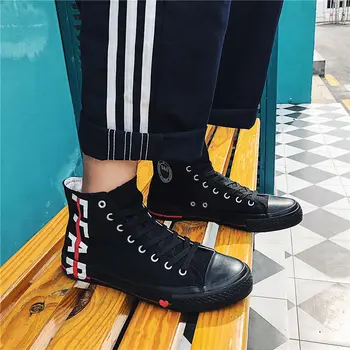 

M- Classic casual high-top convas shoes breathable lace-up tide shoes wild personality lace-up breathable men's shoes