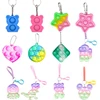 Cute Mini Pops Fidget Toy Its Push Bubble Simple Dimple Anti Stress Relief Keychain Trinket Sensory Autism Anxiety Toy Keyring