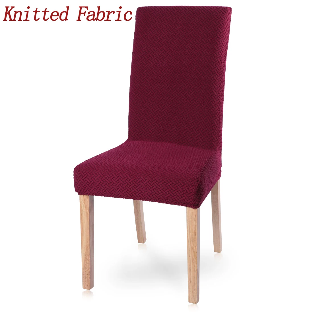 1/2/4/6PCS Knitted Fabric Chair Cover Stretch Elastic Removable Solid Color Chair Covers For Kitchen Wedding Hotel Banquet - Цвет: A-Wine Red