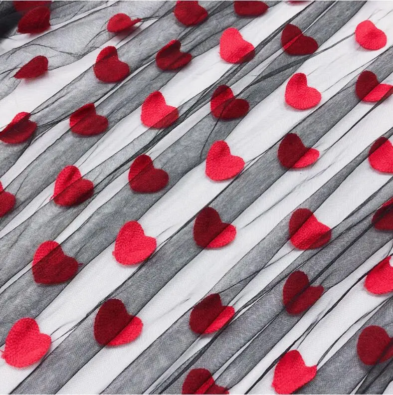 INS Горячая Красное сердце вышивка кружева ткань водорастворимые сетки ткань дизайнер платье своими руками сеточная ткань Tissu 90x130 см
