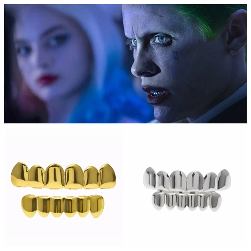Новинка, косплей, Equipo suicida, Джаред Джозеф лето, el Joker, золотая, серебряная, зубная оправа, adulto payaso, крутые, chapado en oro, кронштейны