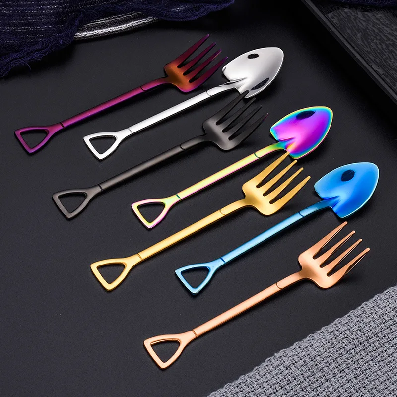 Fun Shovel Shape Multi-Color Steel Spoons 5 Fun Shovel Shape Multi-Color Steel Spoons 5