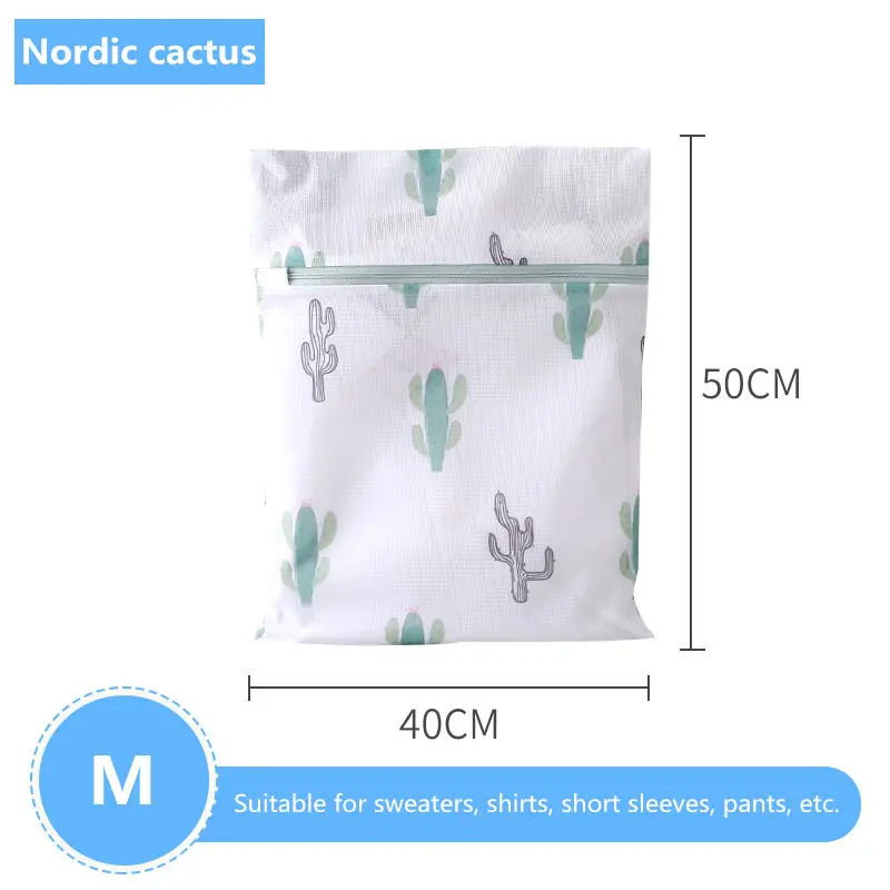 Cactus Printing Laundry Bags for Washing Machine Foldable Mesh Clothes Bag Lingerie Socks Bra Laundry Basket Wash Underwear Bag