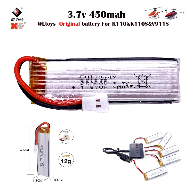 Batterie Lipo 3.7V 450mAh Pour WLtoys XK K110S K110