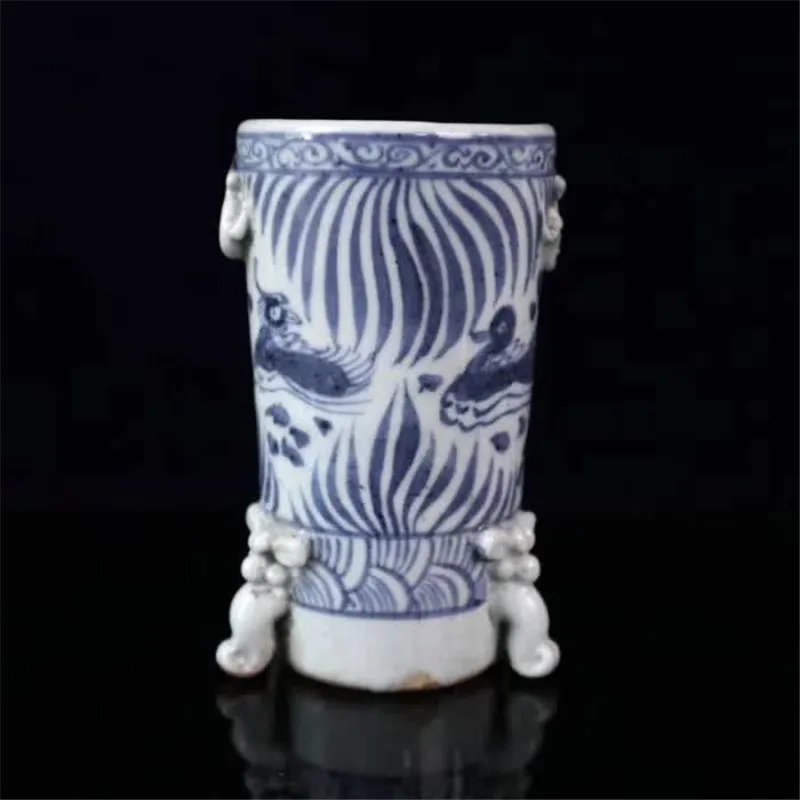 Best Price Jingdezhen Blue And White Porcelain Round Pen Container Mandarin Ducks Playing Water Painting Double Ears Pen Container Best Price Jingdezhen Blue And White Porcelain Round Pen Container Mandarin Ducks Playing Water Painting Double Ears Pen Container