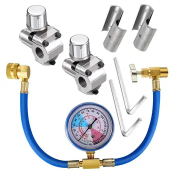 

3pcs BPV31 Bullet Piercing Tap Valve Kits U-Charging Hose Refrigerant Tap With Gauge R134a Can To R12/R22 Port AC 1/2