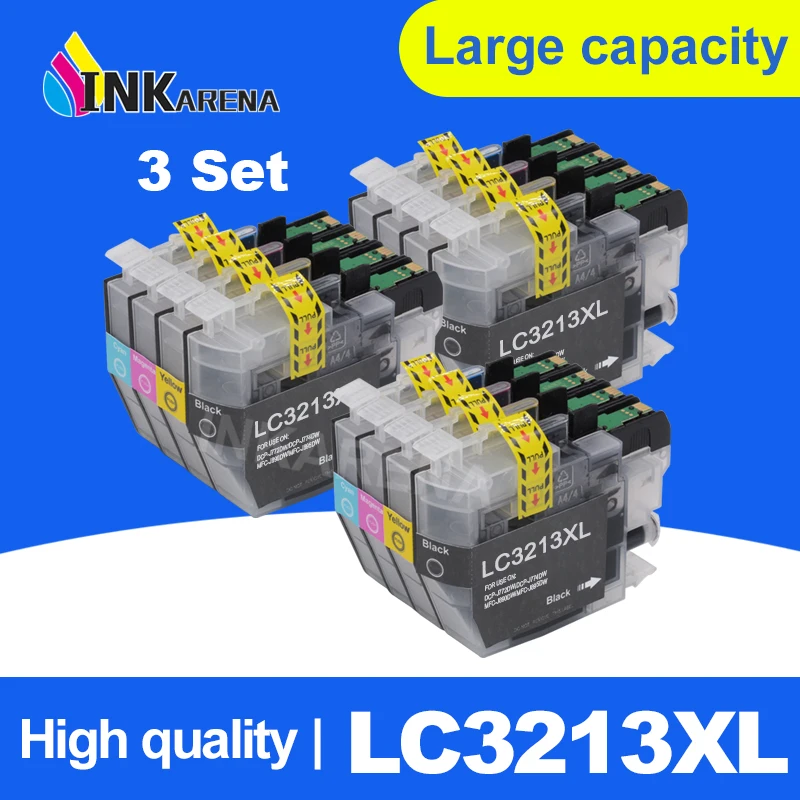 INKARENA 3Set LC 3213 XL Полный чернильный картридж для Brother LC3213 DCP-J772DW DCP-J774DW Φ принтеры 4