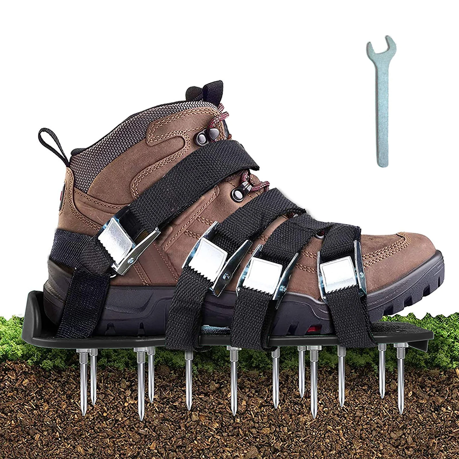 Lawn Aerator Spikes Shoes Sandals with 5 Adjustable Straps Universal Size for All Shoes or Boots Grass Cultivator garden lawn aerator shoes