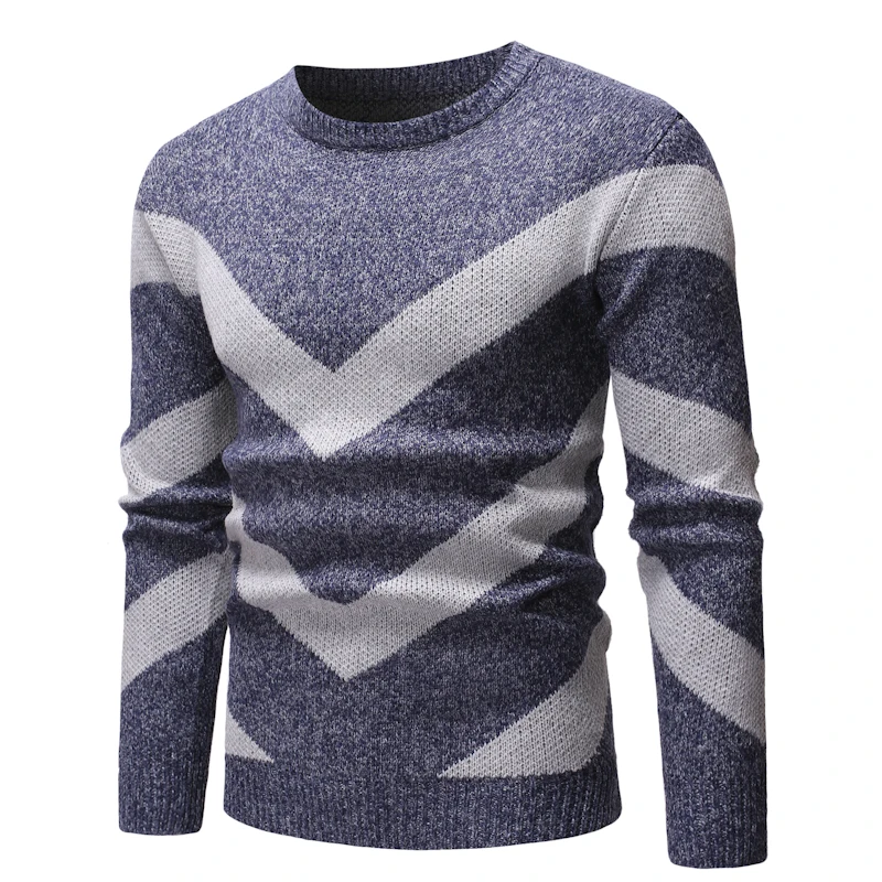 

2019 New Fashion Men V Striped Sweater Autumn Winter Casual Long Sleeve O-neck Loose Fitted Mens Sweaters Pullover Knitwear