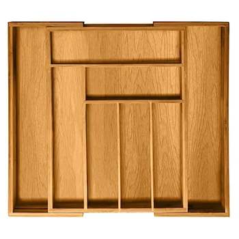 

1pc Kitchen Drawer Organizer Bamboo Expandable Cutlery Drawer Storage Box Drawer Divider Tray