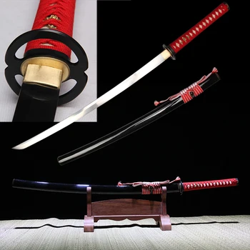 

Handforged 1060 high carbon steel real Blade Japanese Katana Full Tang Iron Tsuba Genuine Rayskin Razor sharp for cutting bamboo