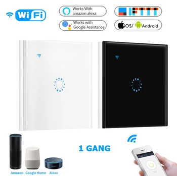 

Touch Switch Smart Light Wifi Switch Panel Wall interruptor 1 Gang wifi Smart Switch EU Standard Work with Alexa Google Home