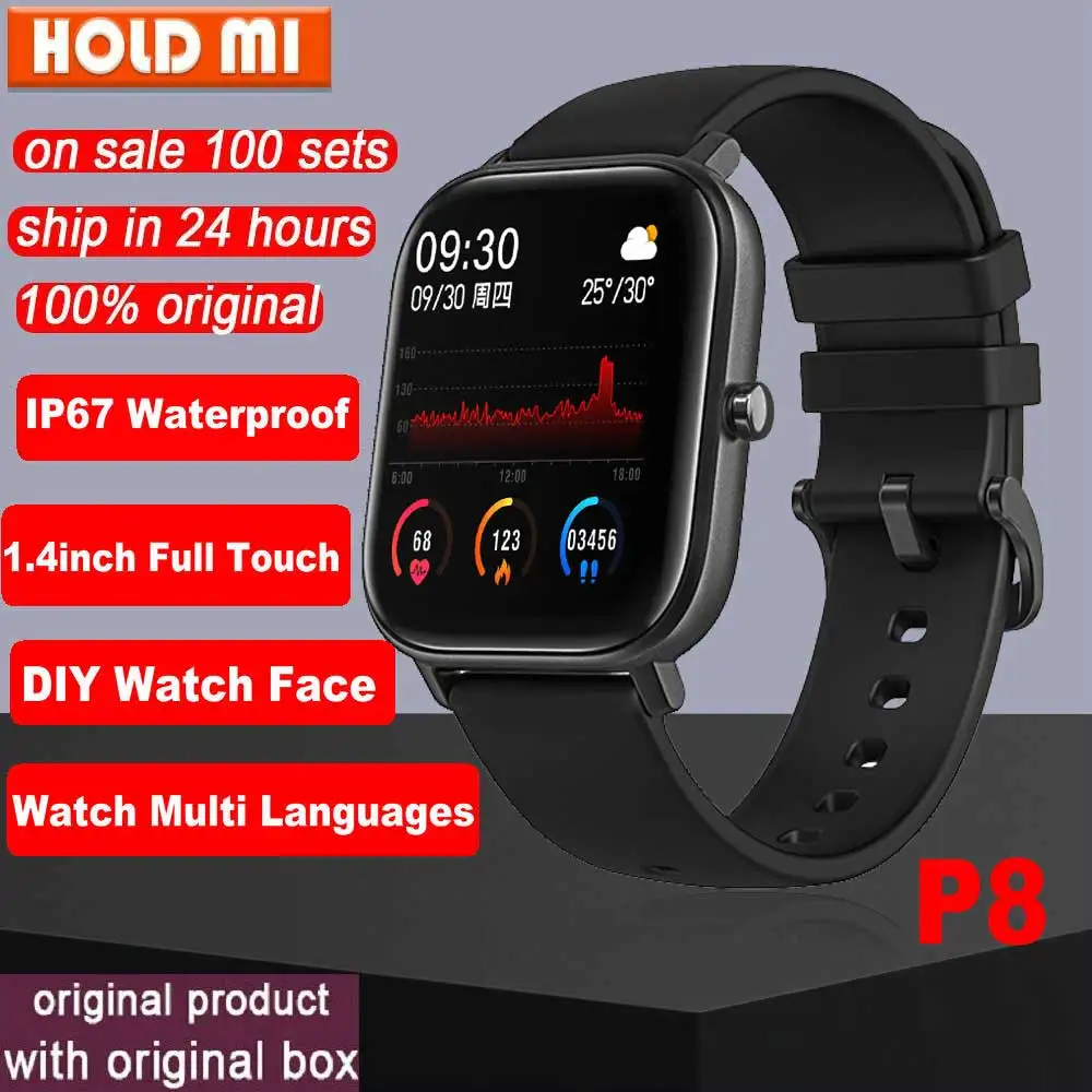 P8 Smart Watch Men Full Touch Fitness Tracker Heart Rate Monitor Blood
Pressure Oxygen Smart Clock Weather Smartwatch
