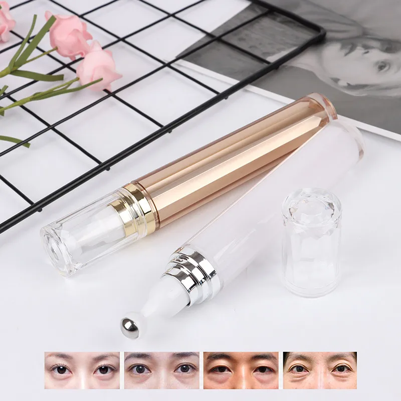 20ml Champagne Gold Acrylic Rollon Tube Perfume Eye Cream Bottles For