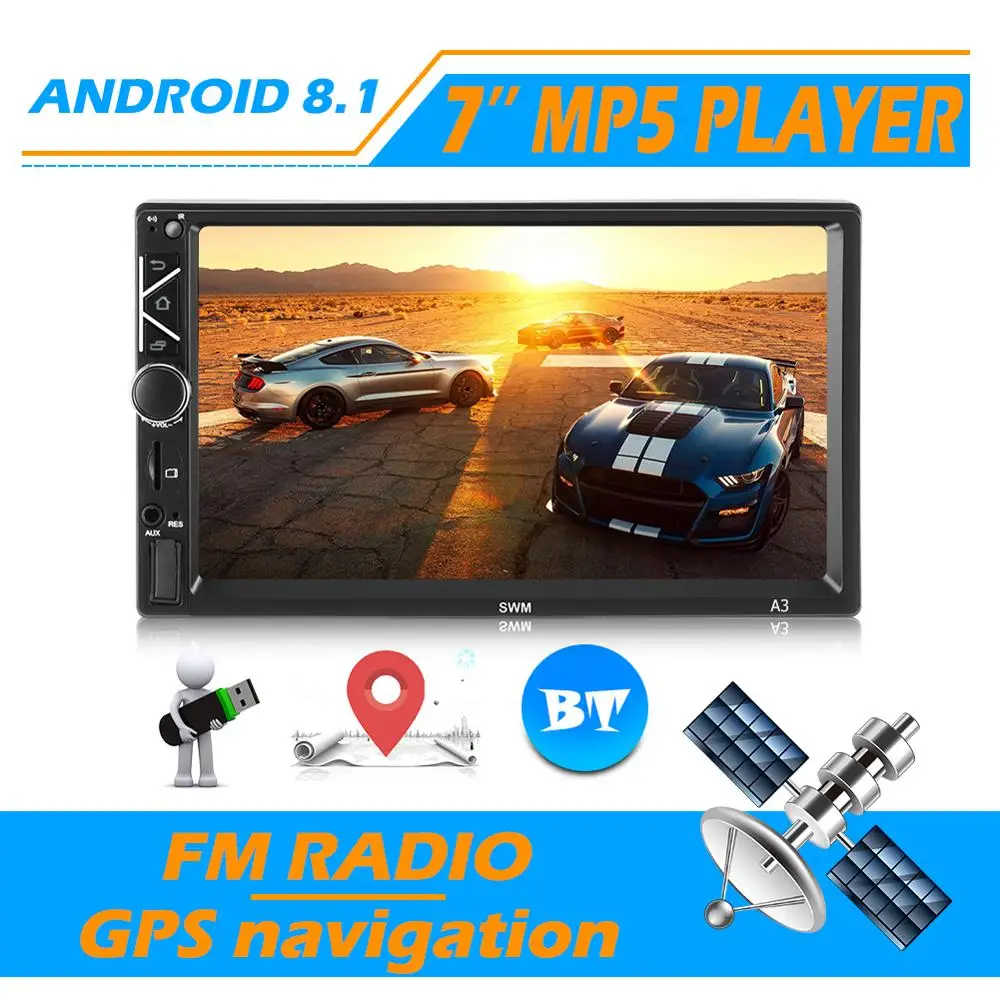 2 DIN 7 дюймов 1 г+ 16 г сенсорный экран Android 8,1 Автомагнитола стерео MP5 плеер gps Навигация BT зеркальная связь WiFi FM радио