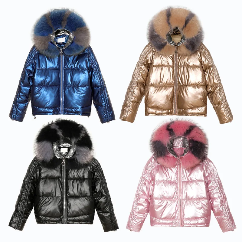 metallic coat with fur hood