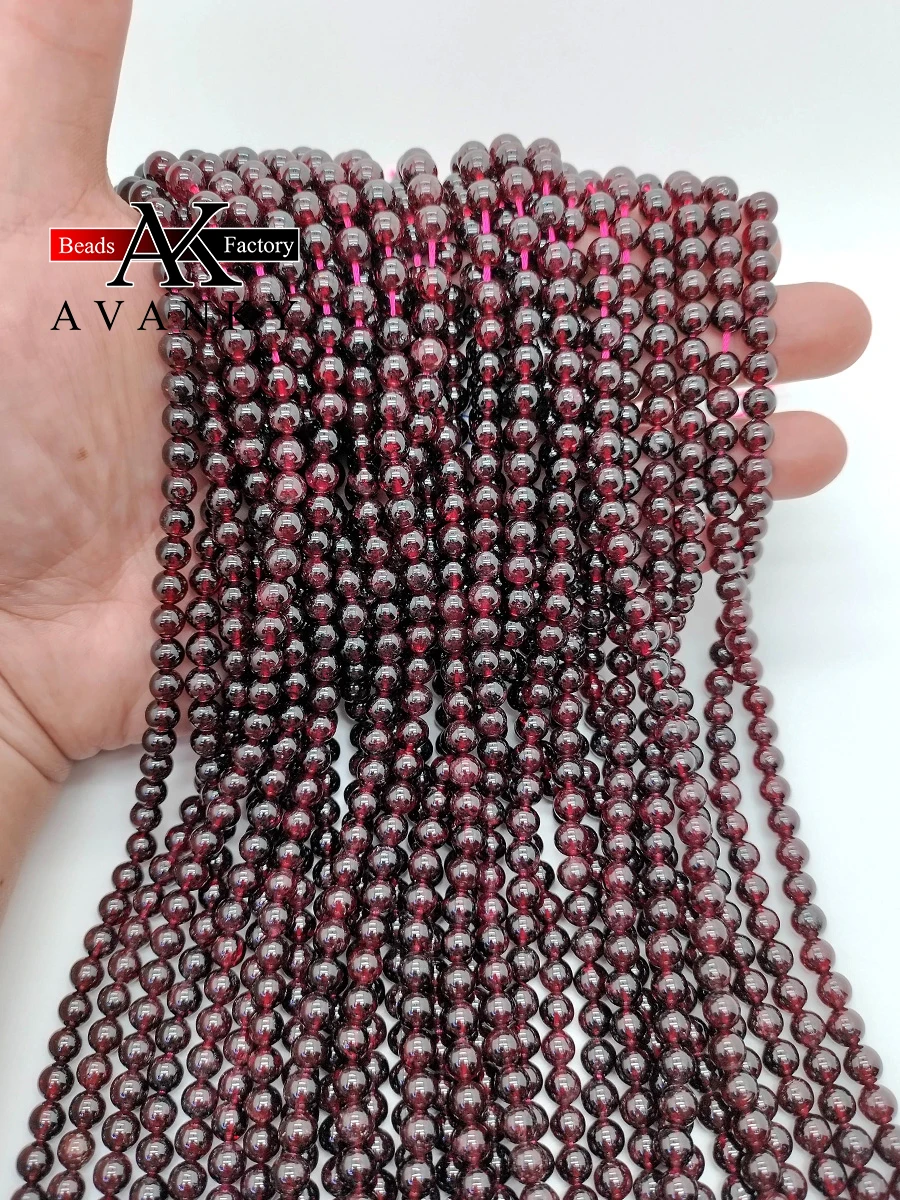 

High Quality Natural Stone Dark Red Garnet Beads Round Loose 6mm 8mm 10mm 12mm For Jewelry Making DIY Bracelet 15''