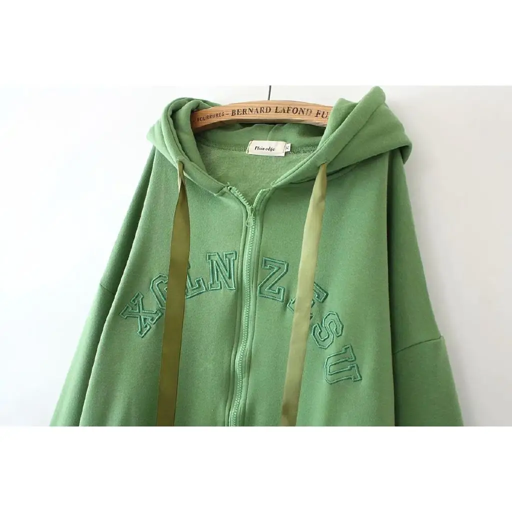 Plus Size Women's Letter Embroidery Hoodies Long Sleeved Velvet Winter Sports Wear Casual Outwear hoodie winter jacket women