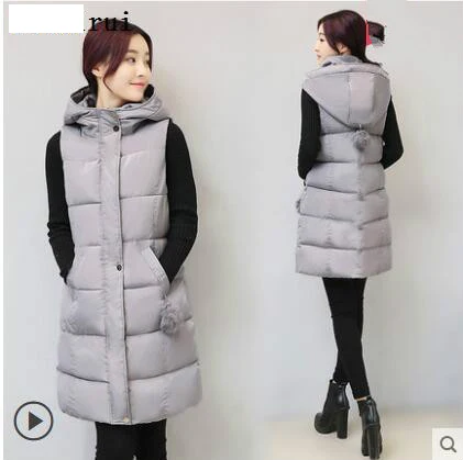 3Xl плюс большие размеры длинные пальто женские весна осень зима Feminina Новые с капюшоном толстые длинные черные жилет куртка женская