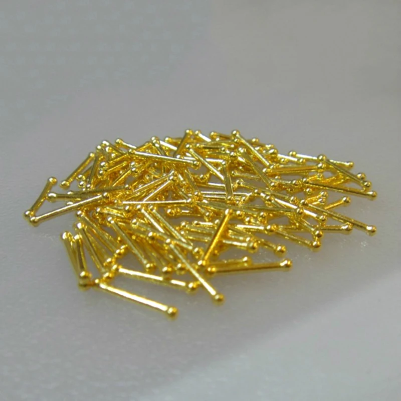 

1 Pair Earrings / Real 24K Yellow Gold Earrings Women Luck Mini Stud Earrings Stick 7-10mmW