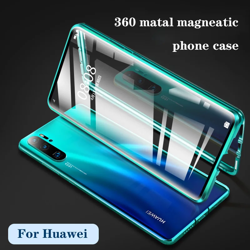 360 магнитный металлический чехол для Huawei Mate 30 20 P40 Pro Lite двухстороннее стекло Honor 10