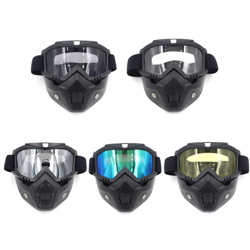 

Safety Goggles Face Mask Windproof Dustproof UV-protection Eyewear Mask Removable Bicycle Motorcycle Tactical Goggles Masks