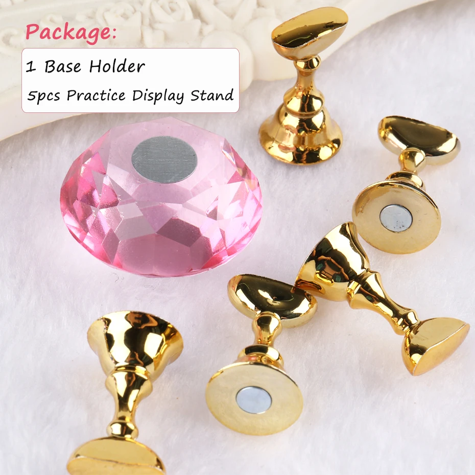 1PC Magnetic Nail Holder + 5 Tips Display Stand
