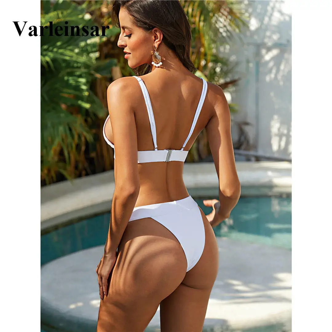 Sexy White Black Brazilian Bikini 2020 Women Swimwear Female Swimsuit Two-pieces Bikini set Bather Bathing Suit Swim Beach V1740 2