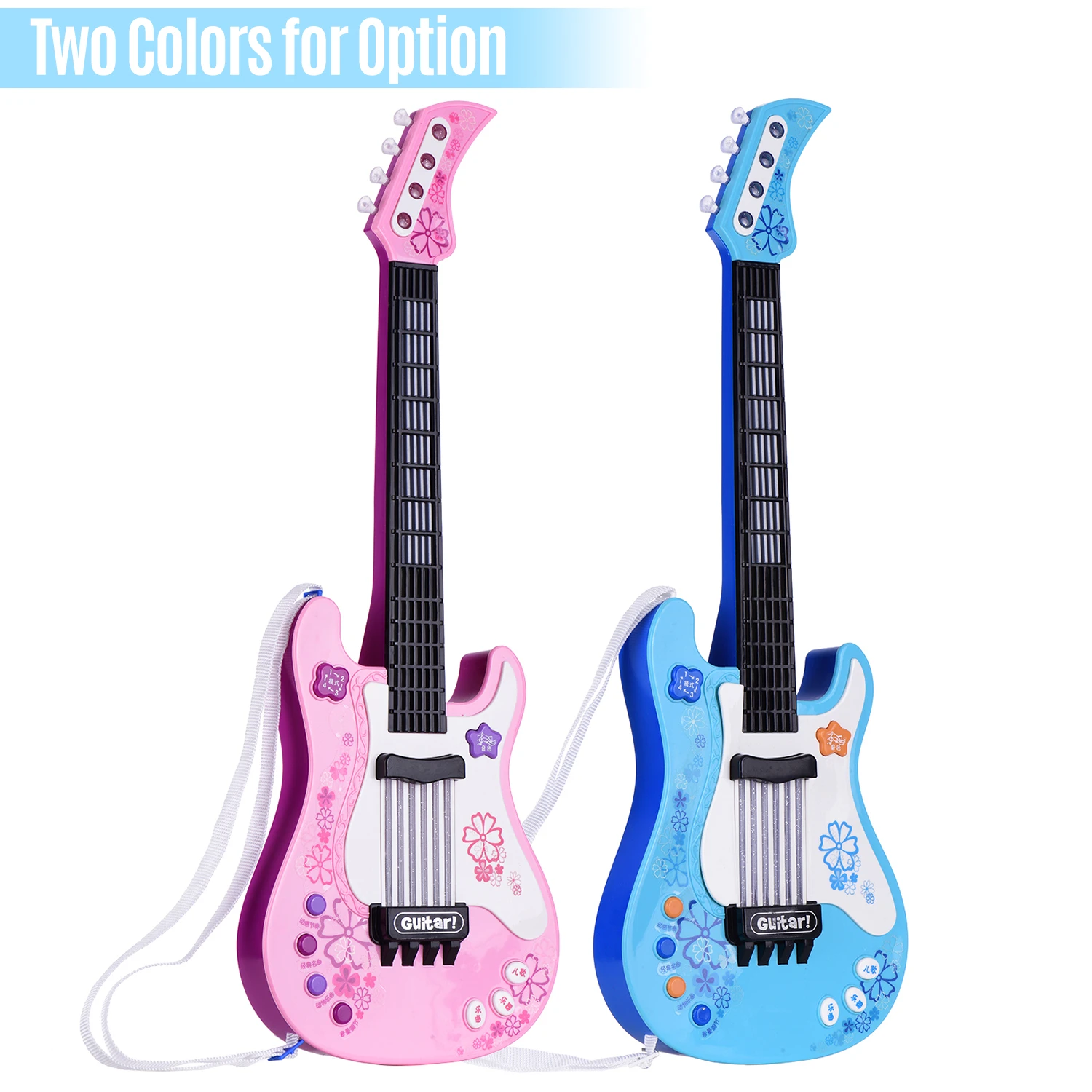 Guitarra pequeña con luces ritmo y sonidos para pequeños, instrumento Musical educativo divertido, guitarra eléctrica, juguete| Guitarra| - AliExpress