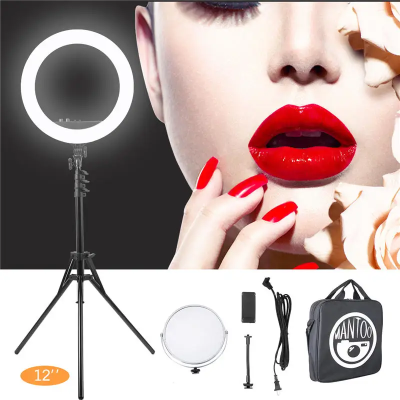 

RL-12 240pcs LED 28W LED Ring Light Dimmable Ringlight 3200K 5600K Photography Ring Light Lamp makeup with 2M Tripod Stand