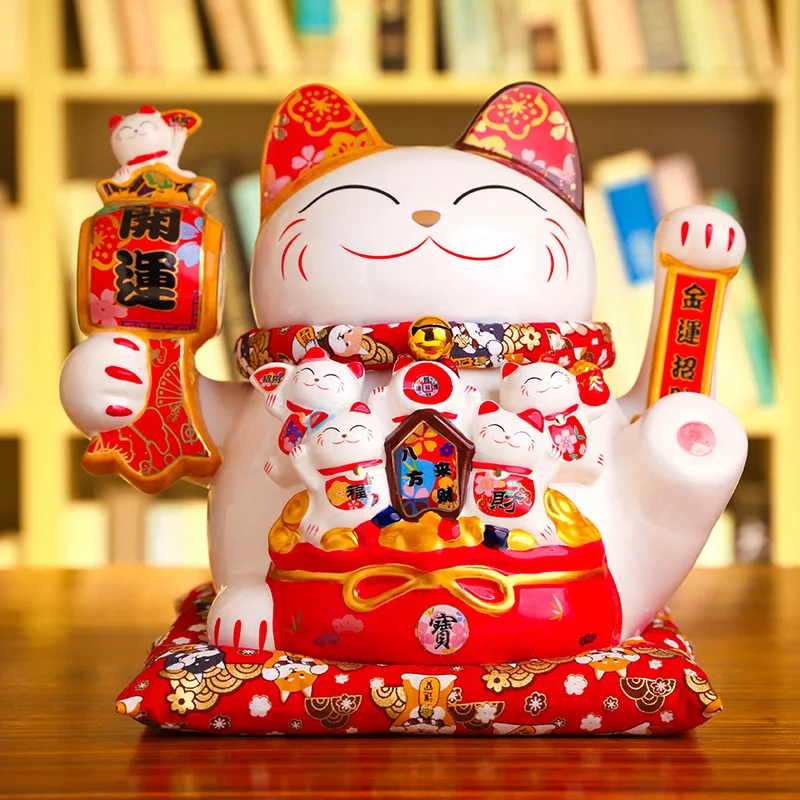 Большой керамический Счастливый Кот Maneki Neko украшение касса магазин открытие подарок творческий японский развевающаяся лапа орнамент бум бизнес