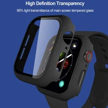 

Glass+cover For Apple watch case 44mm 40mm 42mm 38mm Tempered iwatch Screen Protector apple watch series 7 6 5 4 3 se 45mm 41mm