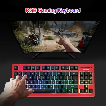 

Professional Ultra-slim Wired Keyboard 87 Keys RGB Backlit Gaming Keyboard for PC Gamer Mechanical Feel Wired Keyboard