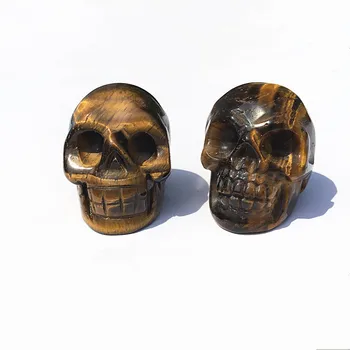 

Hand Carved Tiger Eye Skull Natural Crystal Statue gemstone skull Reiki Healing