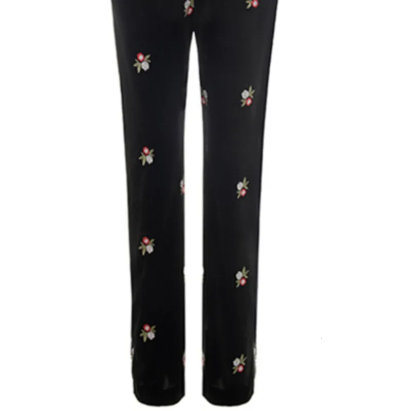 black pants DEAT, модный уличный стиль, длинный рукав, v-образный вырез, пальто, длинные штаны, Женский цветочный Комплект из двух частей,, осень, зима, новинка, TD671 - Цвет: black pants