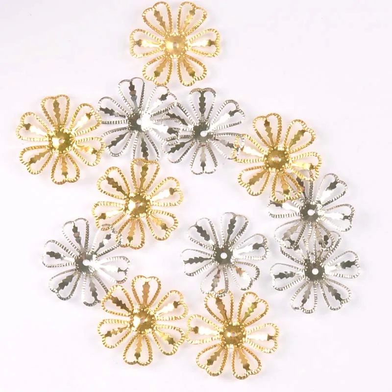 Gold/silver/Bronze 10 Style Flowers Wraps Filigree Connectors For Scrapbooking Embellishments Metal Crafts Decor 20pcs YK0762