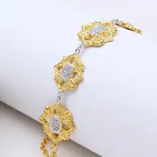 925 пробы серебряные ювелирные изделия Модный золотой Геометрический Цветочный браслет великолепные полые цветы браслет серебряная цепочка цветок браслет
