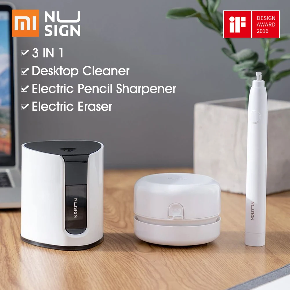 Xiaomi Nusign Электрический Канцелярский набор 3в1 Настольный очиститель электрическая точилка для карандашей Электрический ластик для офисных школьников
