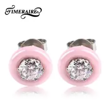 TUHE новые милые розовые керамические серьги для женщин, милые ювелирные изделия с одним сияющим кристаллом, свадебные аксессуары для помолвки, подарки