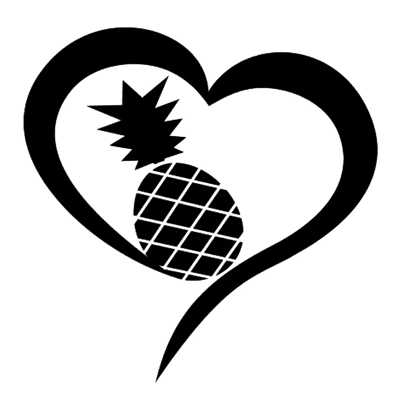 

15*15cm Pineapple Heart Vinyl Decal Sticker Funny Car Window Bumper Novelty JDM Drift Vinyl Decal Sticker