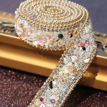 

20mm Beaded Rhinestons Trim Iron On Diamond Crystal Ribbon Wrap Trim Sewing Accessories DIY Wedding Braid Cake Party Decor