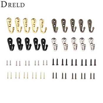 

DRELD 5Pcs Wall Hanger Curved Buckle Horn Lock Clasp Hook Zinc Alloy Door Wall Hooks Hanger Black/Gold/Silver/Bronze w/Screws