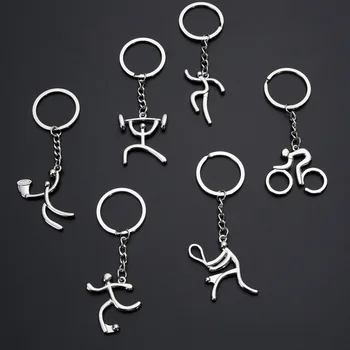 

1pc Creative Metal Sport Key Chain Bike Running Weightlifting Football Basketball Keychain Small Gift for Chilren Adults